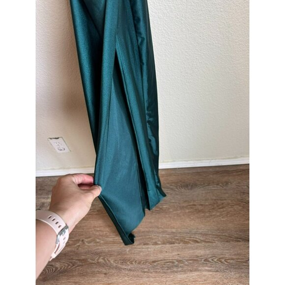 Windsor Dark Satin Green Long Dress Slit Size Small Formal Prom Wedding - Picture 5 of 10